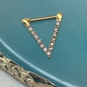 Gold PVD Triangle Gem Septum Clicker Ring Hinged hoop 16g Septum daith piercings